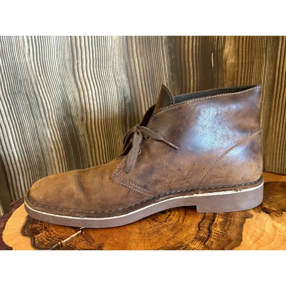 Clark's Bushacre 2 Chukka Desert Leather Boots Distressed Men's Size 8.5/41.5